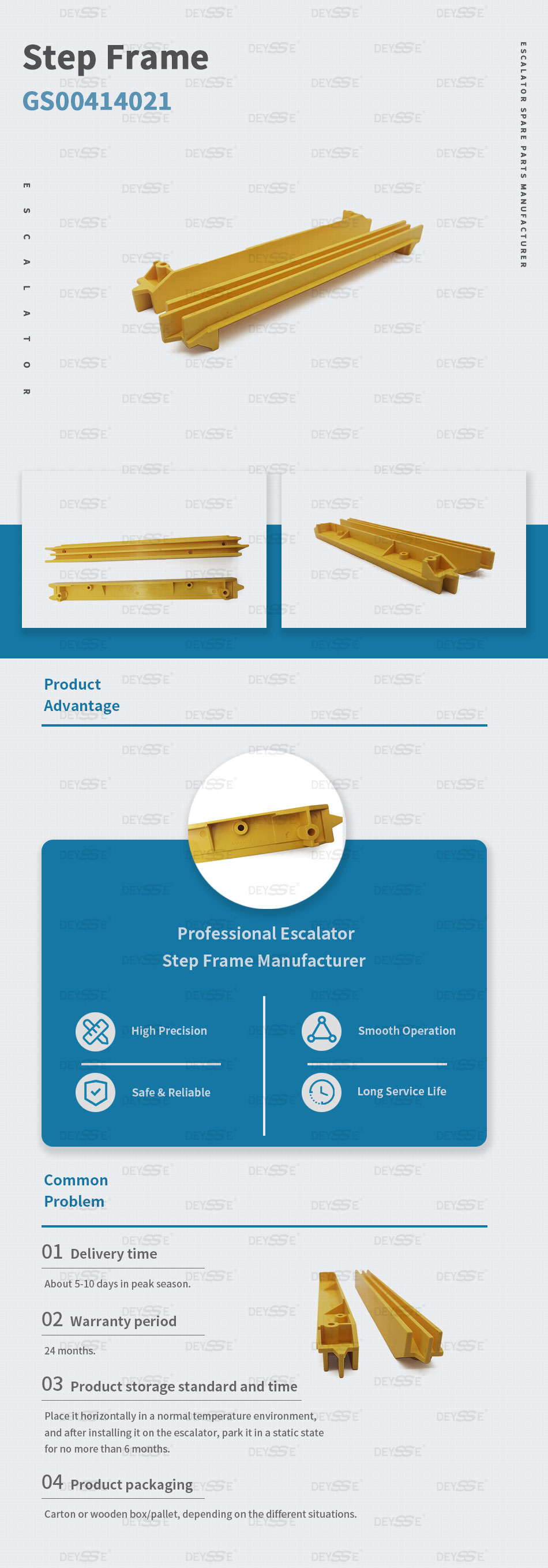 Escalator Demarcation Strip OEM XAA455BF6 Yellow Insert Size 198.8*41.5/33.5 mm Escalator Parts