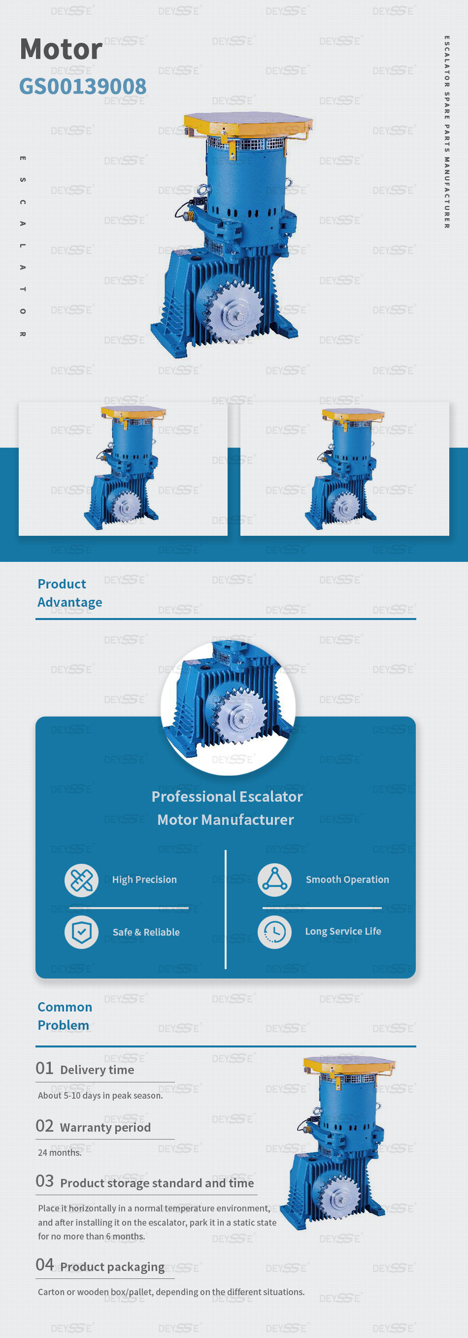 Escalator Producr Gearless Motor Type YFTII160S1-6 Power 8KW Used For Building Escalator