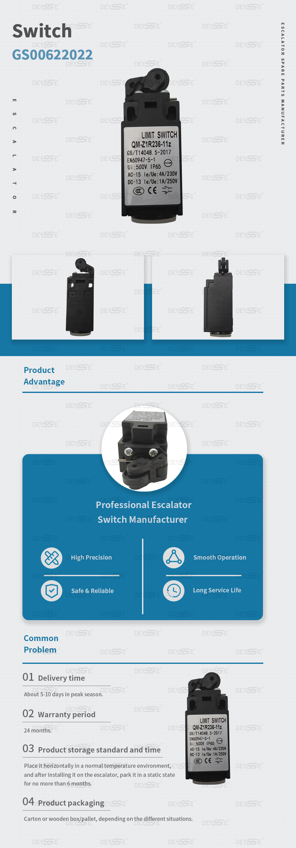 Escalator Parts Supplier Limit Switch Safety QM-Z1R236-11z
