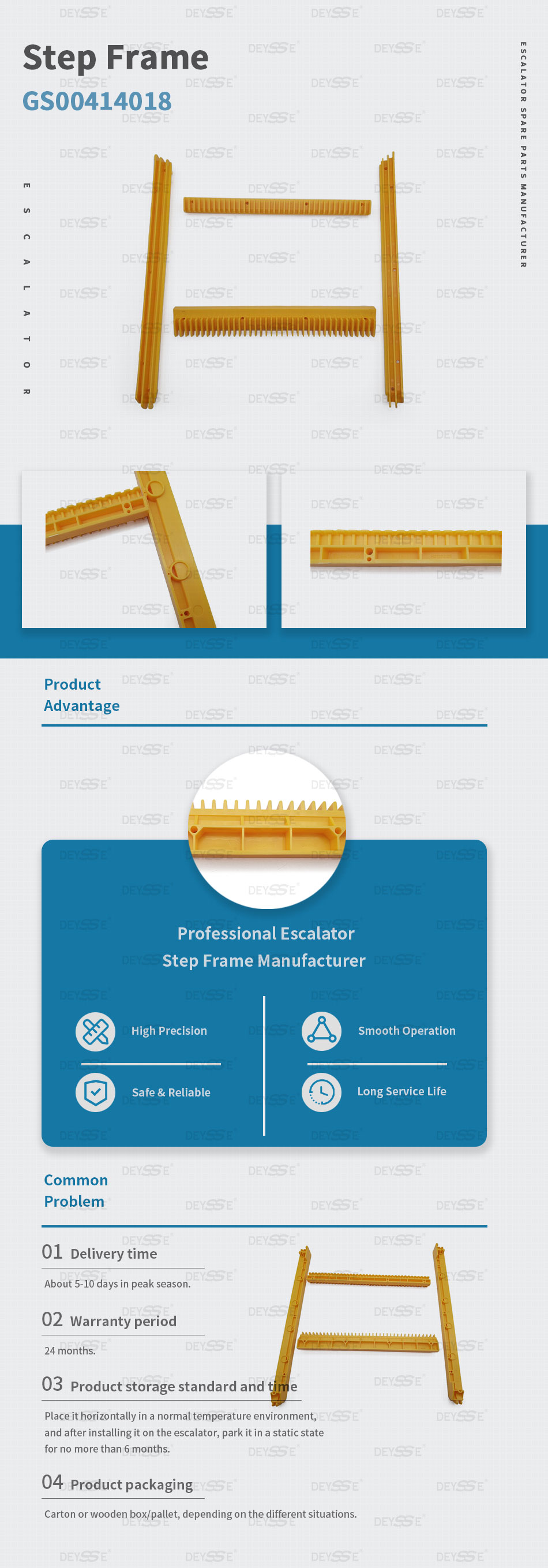 Escalator Demarcation Strip OEM H6106233 Yellow Insert  Escalator Step Demarcation Cleat Plastic