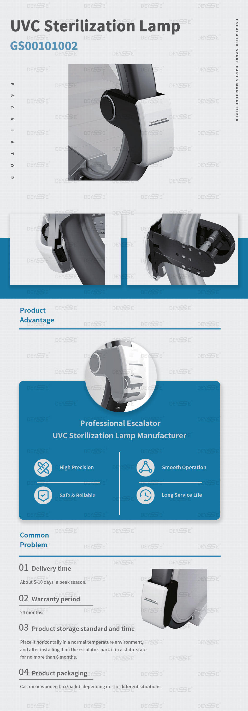 UVC LED Smart  Sterilization Lamp For Escalator Handrail UV Light Sterilizer