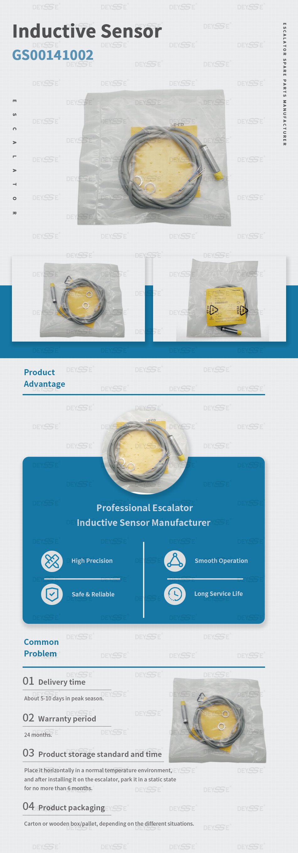 Escalator Spare Parts NI4-M12-AP6X/S120 Inductive Sensor With Increased Temperature Range