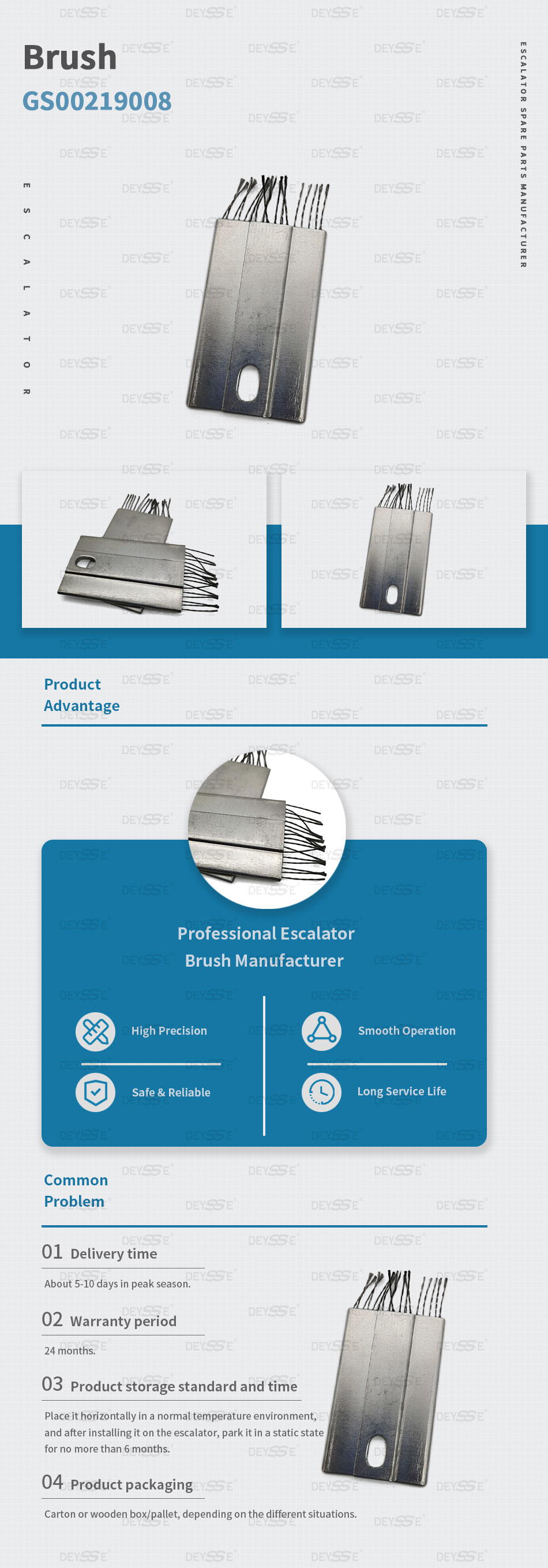 Escalator Parts Aluminum Alloy Electrostatic Brush