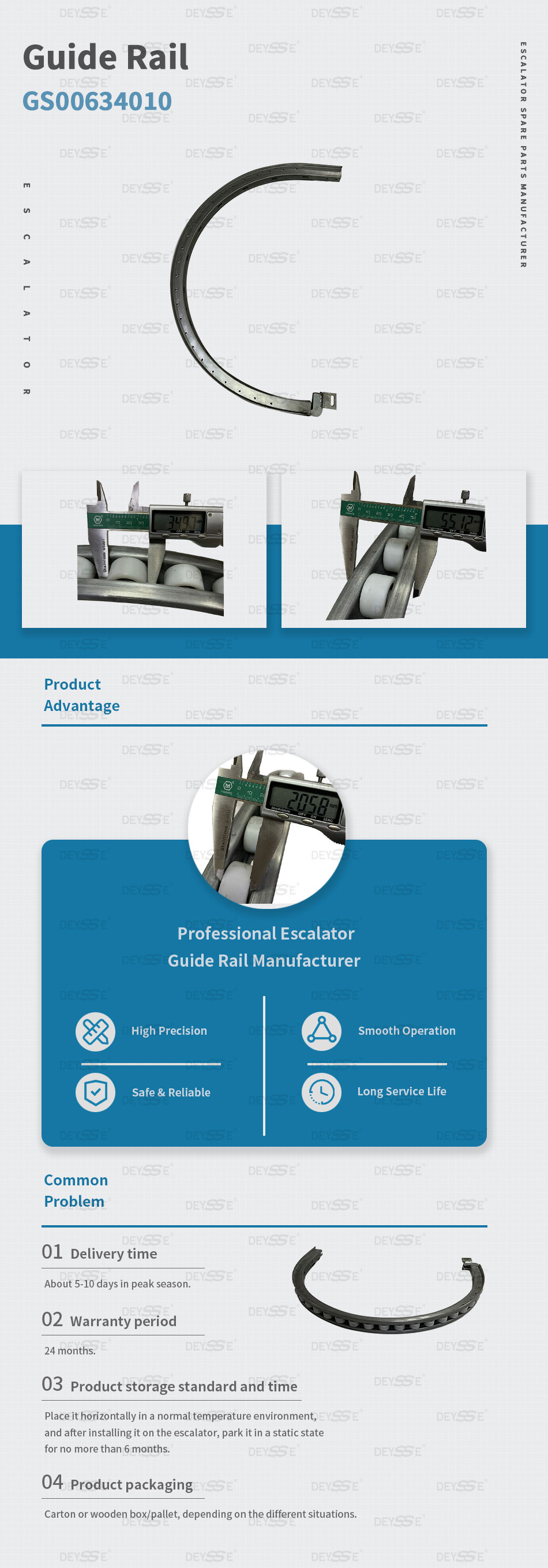 Escalator Handrail Curve Guide Rails OEM GS00634010