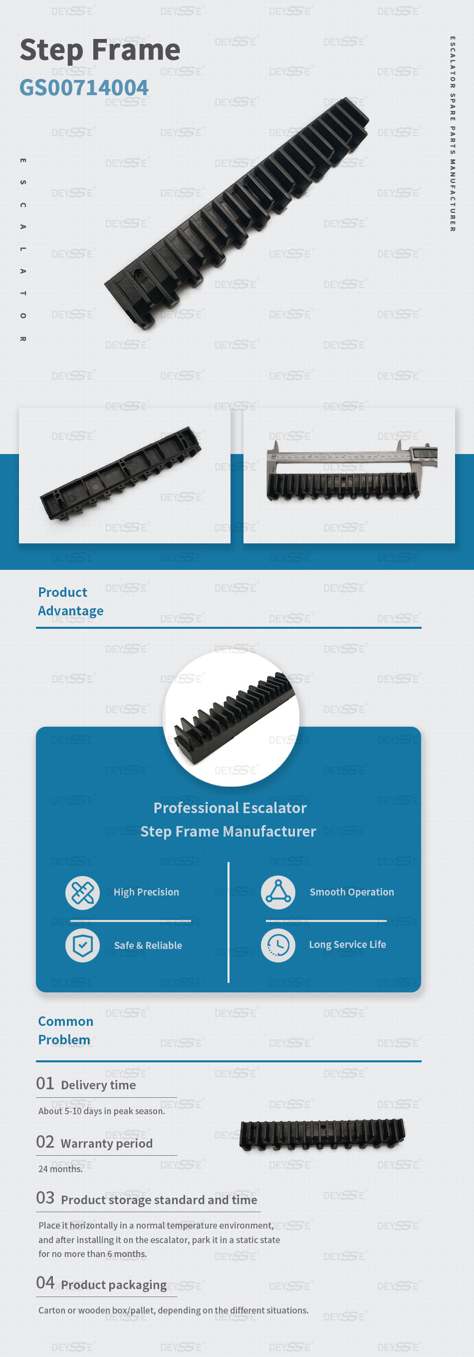Escalator Demarcation Strip OEM S645C609 H01 Black GS00714004 Escalator Parts Escalator Step Cleat