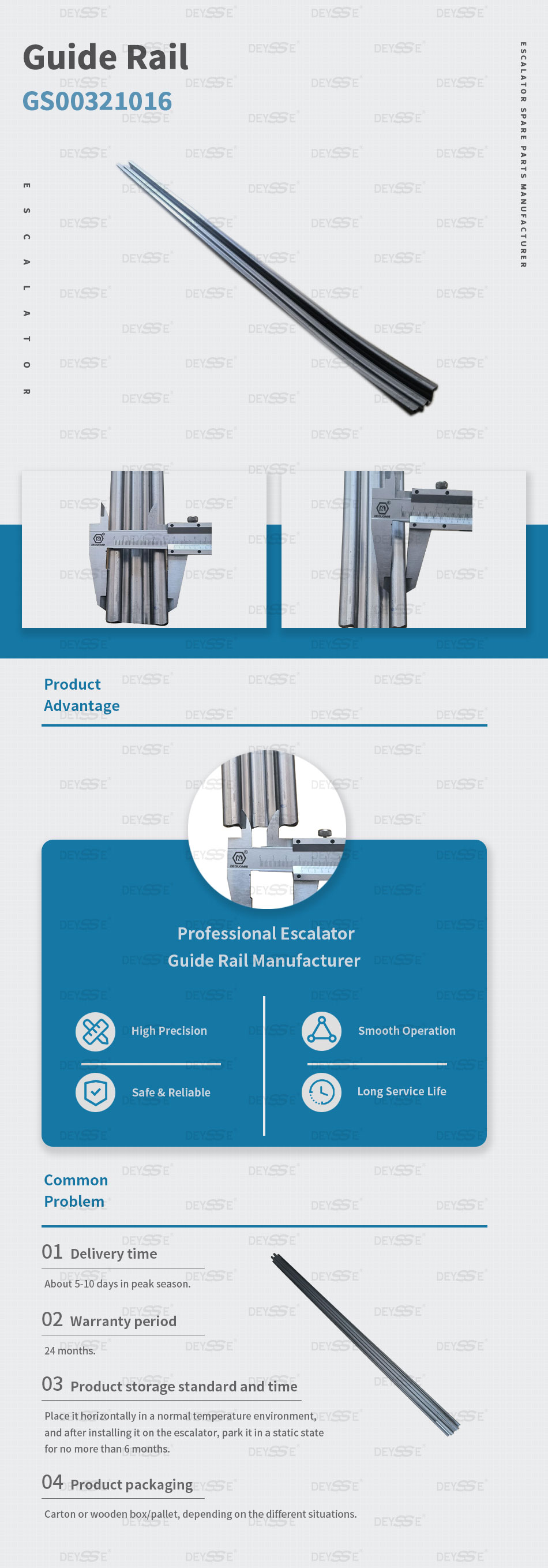 Escalator Guide Handrail Profile Upper 35 Grad Length 1.25m