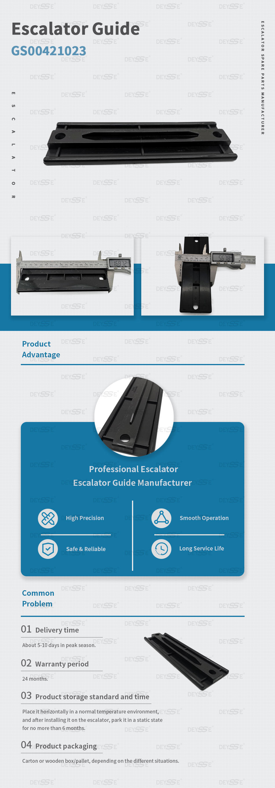 Escalator OEM XAA385X Return Guide Size 168*57mm Hole Distance 150mm
