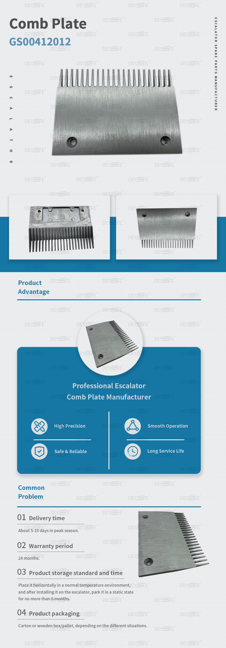 Escalator Comb Plate OEM XAA453J1 Size 193.2*145.3*8mm 23 Teeth 